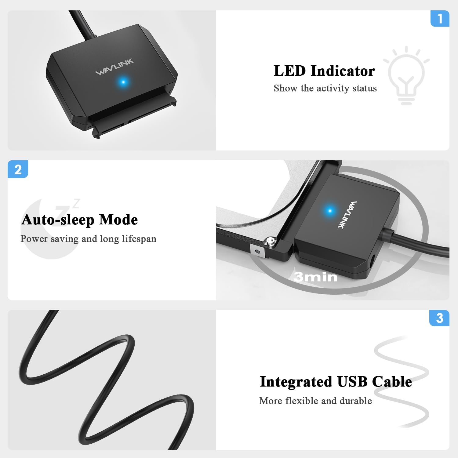 Wavlink Universal SATA III Cable Hard Drive Adapter for 2.5"" SSD/HDD &3.5"" HDD