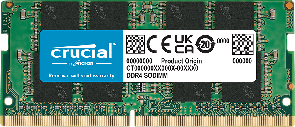 Crucial 16GB (1x16GB) DDR4 SODIMM 3200MHz CL22 1.2V Notebook Laptop Memory RAM