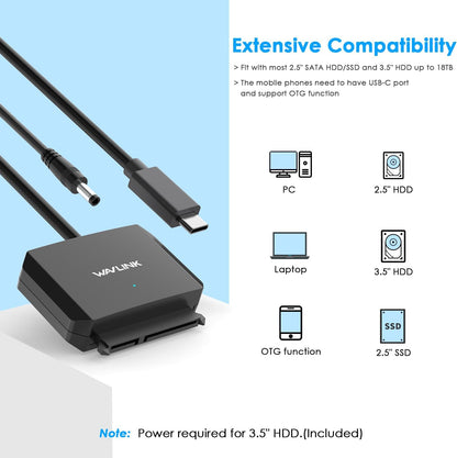 Wavlink Universal SATA III Cable Hard Drive Adapter for 2.5"" SSD/HDD &3.5"" HDD