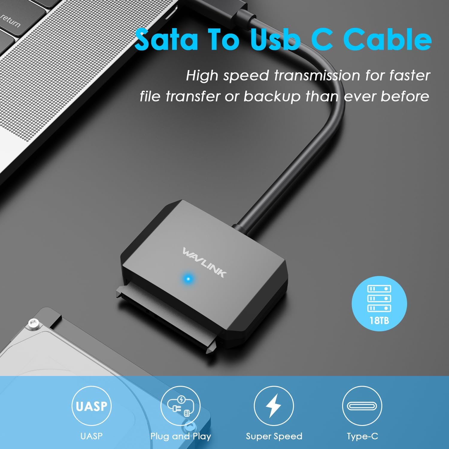 Wavlink Universal SATA III Cable Hard Drive Adapter for 2.5"" SSD/HDD &3.5"" HDD
