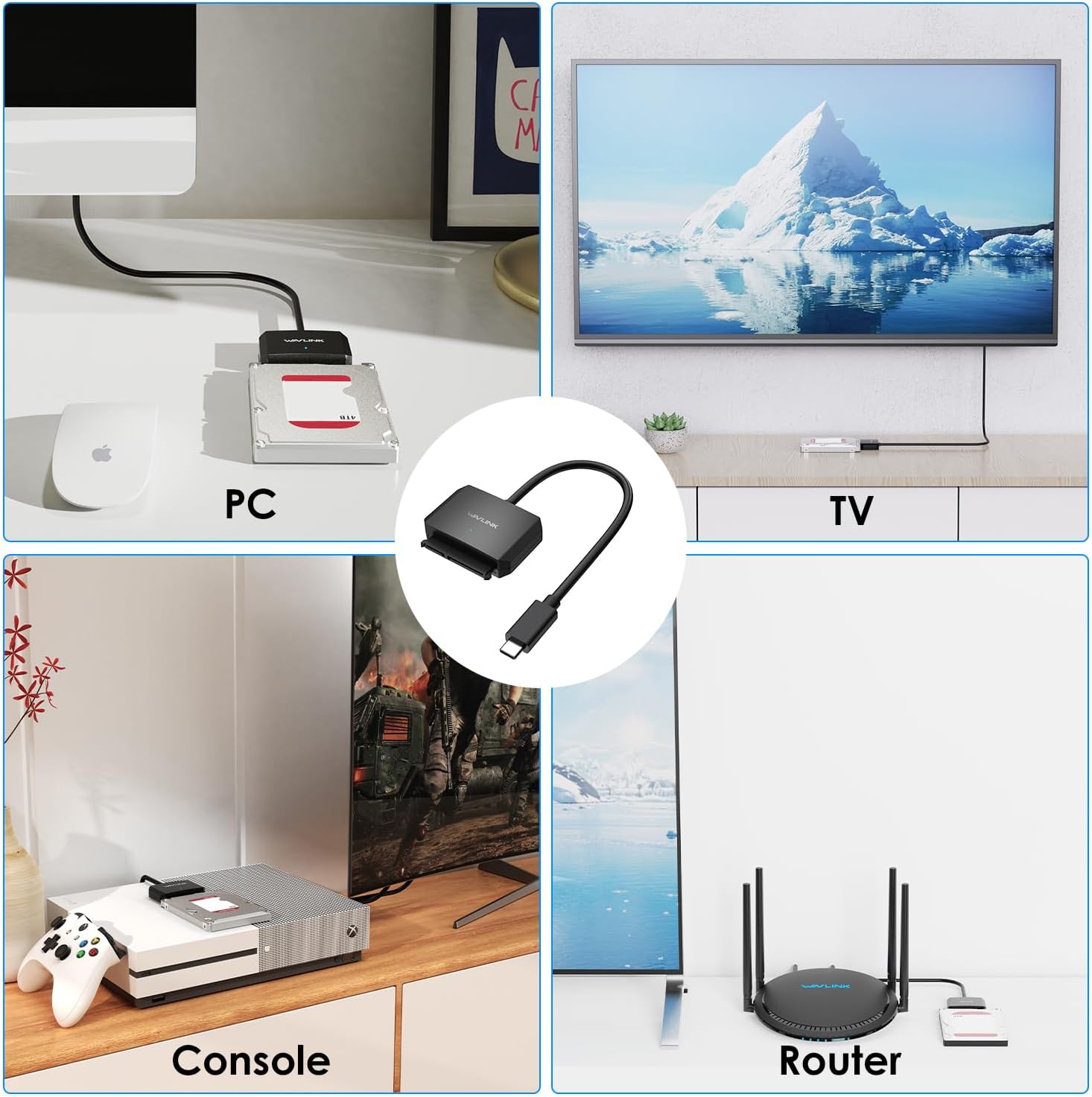 Wavlink Universal SATA III Cable Hard Drive Adapter for 2.5"" SSD/HDD &3.5"" HDD