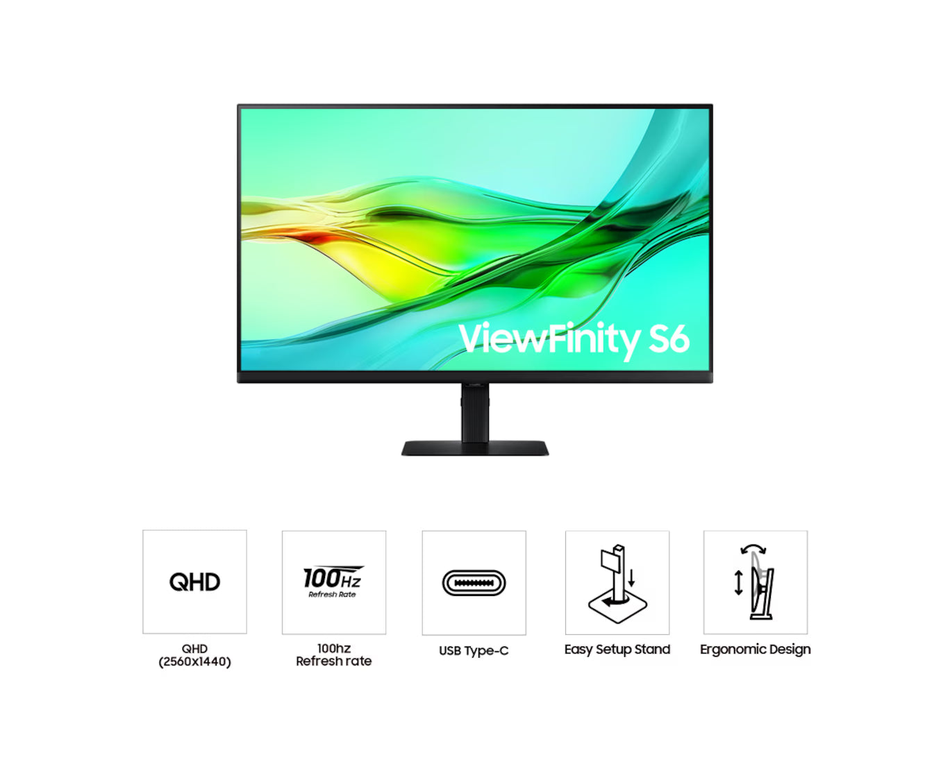 SAMSUNG 24" (16:9) QHD IPS MONITOR, DP, HDMI, HDR10, USB-C, USB, LAN, KVM, H/ADJ, VESA, 3Y