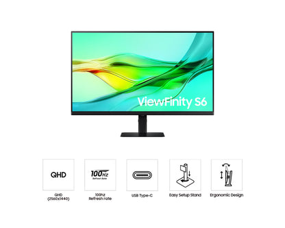 SAMSUNG 24" (16:9) QHD IPS MONITOR, DP, HDMI, HDR10, USB-C, USB, LAN, KVM, H/ADJ, VESA, 3Y